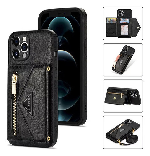 Funda De Piel Para iPhone Funda Tipo Cartera Con Correa