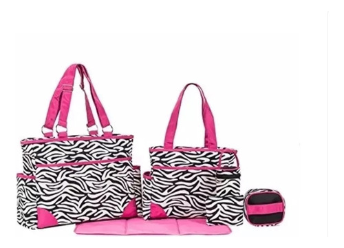 Mochila Pañalera Soho Designs 6 Piezas Zebra Rosa