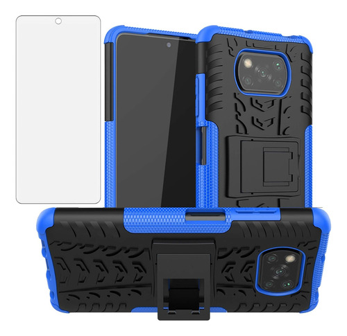 Funda Bumper Con Atril Y Vidrio Templado Para Xiaomi Poco...