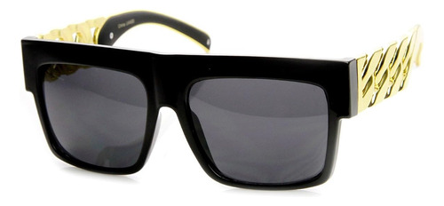 High Fashion Metal Chain Arm Flat Top Aviator Sunglasses