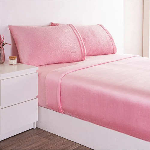 Juego De Sábanas Invernal Lisa Matrimonial Rosa Concord