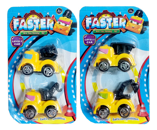 Kit 5 Carrinhos De Fricção Betoneira Escavadeira Basculante