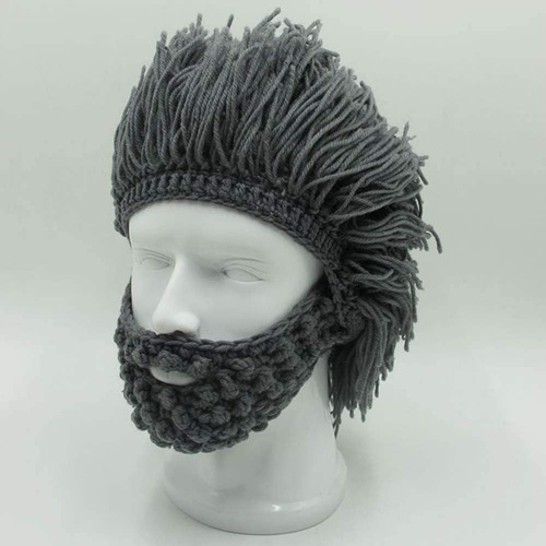 Gorro Tejido A Mano De Invierno Con Diseno De Barba