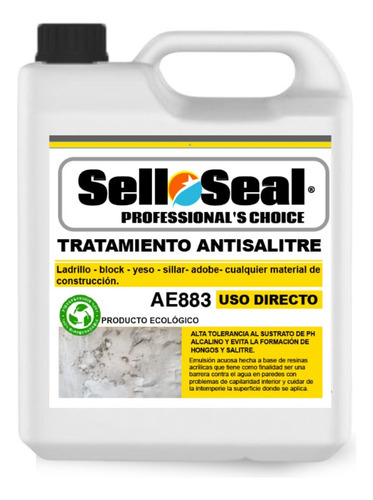 Tratamiento Eliminador De Salitre Y Humedad - Selloseal 1 Lt Acabado Mate Color Transparente