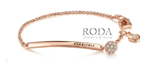 Pulsera Oro Rosa 18kgp Cristal Austriaco Regalo Happiness 