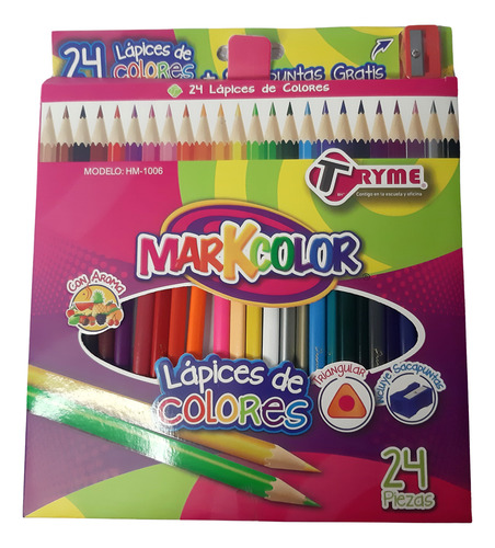 Lapices Colores Tryme Markcolor Con Sacapuntas 24 Pzas