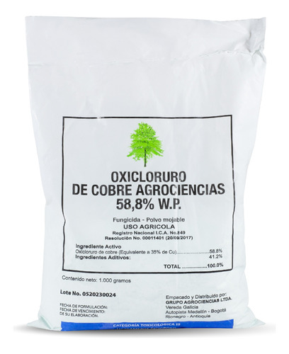 Oxicloruro De Cobre X 1 Kg Fungicida Uso Agricola