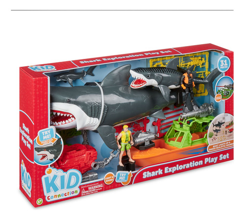 Jogo de exploração de tubarões Kid Connection, com navios coloridos, valide a descrição