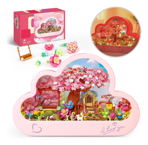 Yeechao Mini Ladrillos Cerezo En Flor Árbol Casa Juego De Co