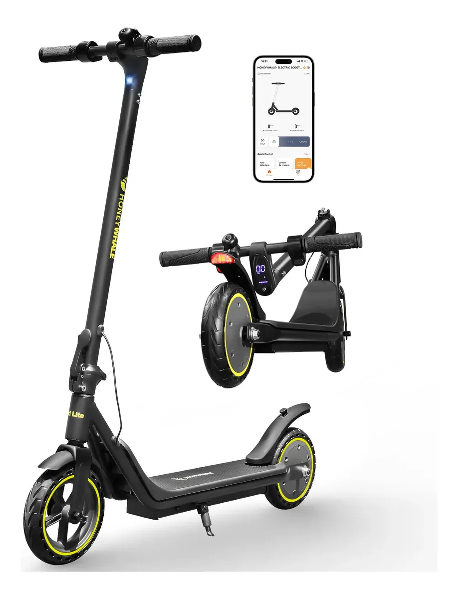 Scooter Eléctrico Honey Whale M1 LITE de 500W con Autonomía de 16 km y App Bluetooth