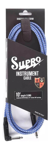 Cable Guitarra Supro 20ft Italianos Con Fichas Amphenol Color Azul