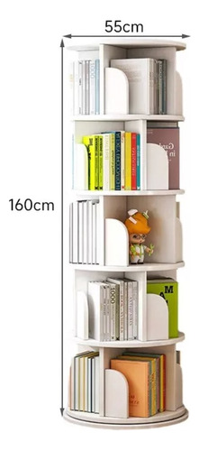 Biblioteca Giratoria Librero Organizador Libros Alto 160cm Color Blanco