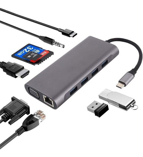 Hub Convertidor Adaptador Tipo C 11 En 1 Usb Hdmi Macbook Pc