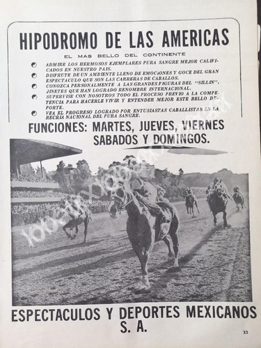 Cartel Retro Hipodromo De Las Americas 1970s /451