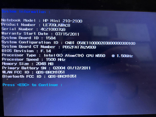 Netbook Hp Mini 210-2141la (para Repuestos/falla/ Leer!) Rosa (Usado)