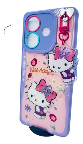 Funda Hello Kitty + Mica Cristal Para Oppo A40 Lila Animada