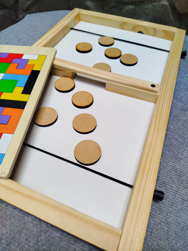 Minitejo Sling Puck + Tetris Madera Combo Juego De Mesa