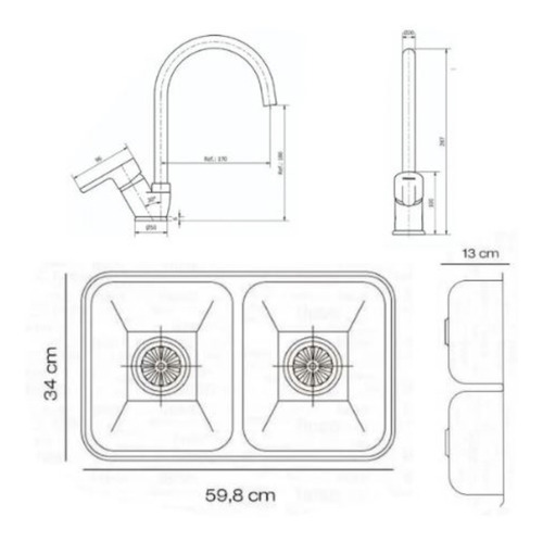 Combo Cocina Bacha Johnson Cc28 Grifería Monocomando Piazza