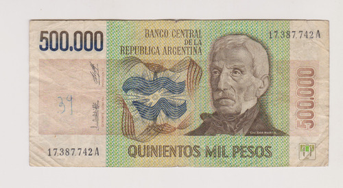 Billete Argentina 500.000$ Bott 2507 Año 1980 Bueno+ Escrito