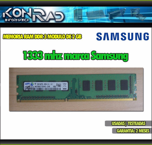 Memoria Ram Ddr3 1333 Mhz 2 Gb Samsung 100% Testeadas