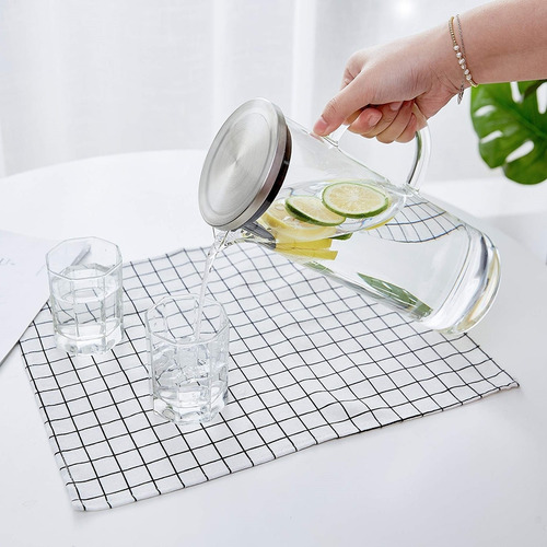 Jarra De Vidro Para Suco Suqueira Jarro Com Tampa 1,3 Litros