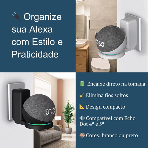 Suporte De Alexa Echo Dot 4ª E 5ª Geração Para Tomada Parede