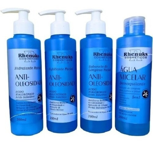 Kit Facial Anti Oleosidade - Rhenuks Kit Skincare - 4 Peças
