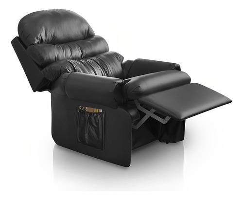 Cadeiras De Escritório Poltrona Soft Com Encosto  Reclinávavel E Retrátil Para Descanso Cor Preto