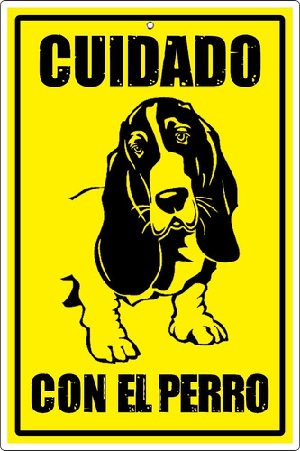 Letrero Cuidado Con El Perro Basset Hound