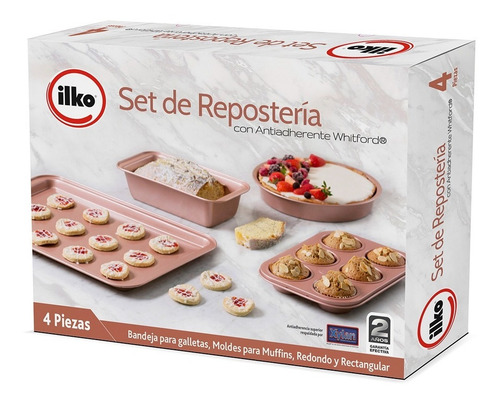 Imagen 3 de 8 de Set 4 Moldes De Repostería Ilko Rose Gold