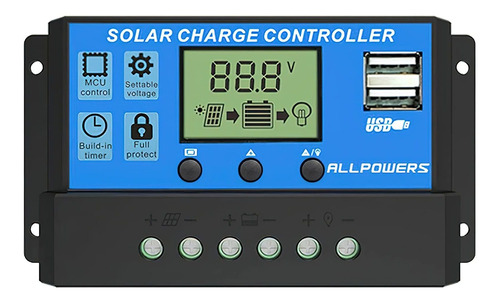Panel Solar Controlador Carga Marca Allpowers 50 100&amp W