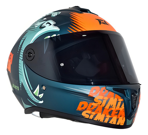 Casco para moto modular Axxis Draken verde y naranja simian talla L