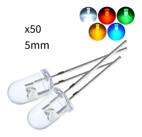 Diodos Led Colores Surtidos Alto Brillo 5mm 50 Piezas