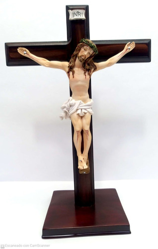 Cristo Crucificado Jesus De Mesa 40x28cm Cristo  Figart 
