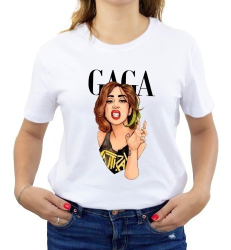 Polera Dama Estampada 100%algodon Diseño Lady Gaga 383