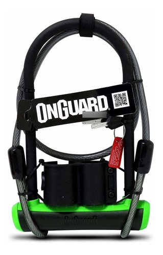 Candado Bicicleta + Guaya Onguard Neon 8154 U Lock Verde