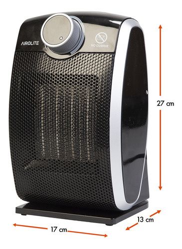 Termoventilador Cerámico Oscilante Curve Black Airolite Color Negro