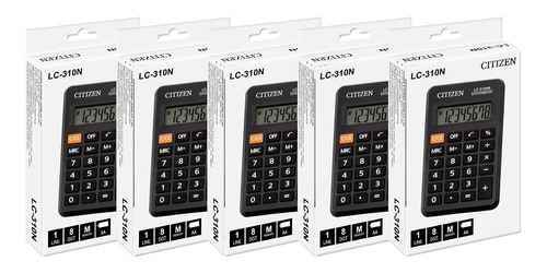 Imagen 1 de 8 de Paquete De 5 Calculadoras Citizen Bolsillo Lc-310n