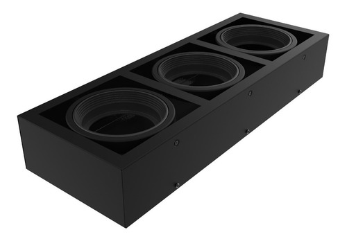 Aplique Plafon Box Lampara Ar111 3 Luces Led Cardanico Gu10 Estructura Negro