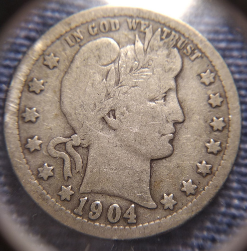 Moneda Barber Quarter Dollar 1904, Cuarto De Dólar (Usado)