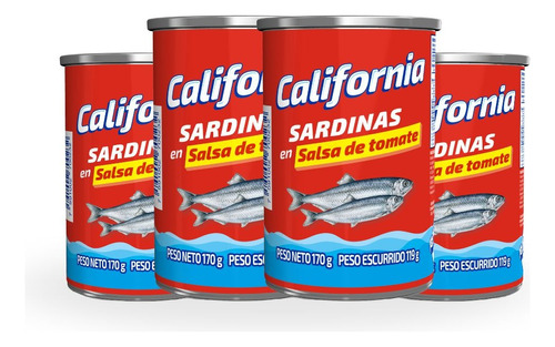 Sardinas En Tomate California 170g Pack 4und