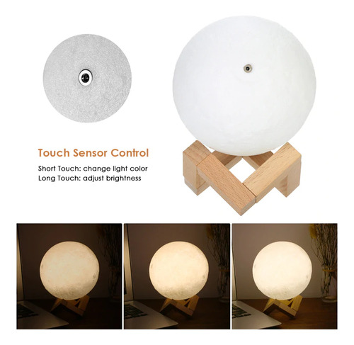 Luz Da Lua Para Impressão 3d Recarregável Pla Usb De 10 Cm D