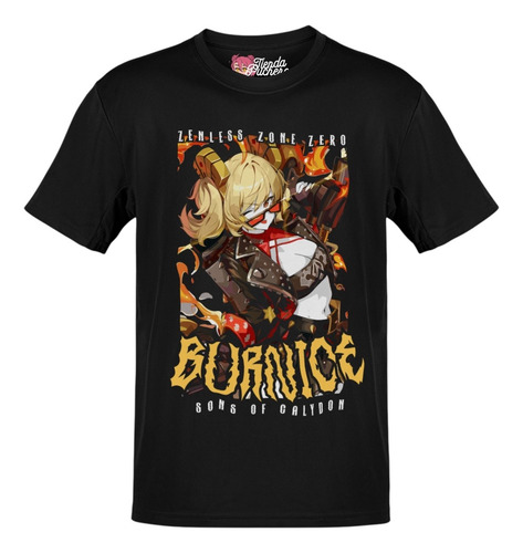 Playera Anime Zenless Zone Zero Burnice Letras Amarillas Dtf