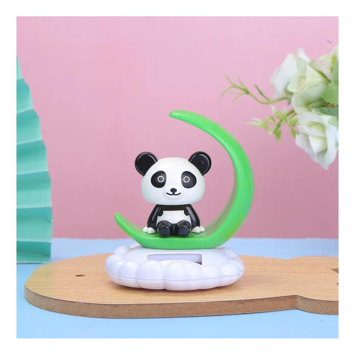 Panda Con Movimiento De Cabeza Luz Solar - Accesorio Autos