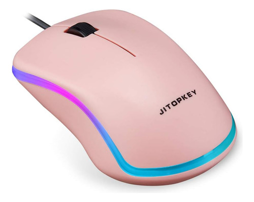 Mouse Jitopkey, Con Cable/retroiluminado/1000dpi/rosa