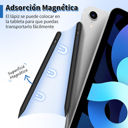 Lápiz Óptico Universal Para iPad Y Android Samsung Huawei Xiaomi iPad Para Tablets Y Moviles Tableta Celular + 4 Puntas Gratis Carga Rápida Adsorción Magnética Compatible Con Moviles iPhone