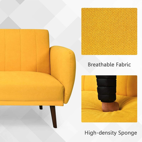 Sofa Cama Plegable Futon Color Amarillo Marca Giantex