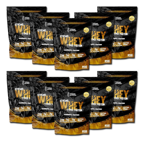 10x Strong Whey Nutrition Refil 900g Sem Glúten / Bcaa Sabor Capuccino