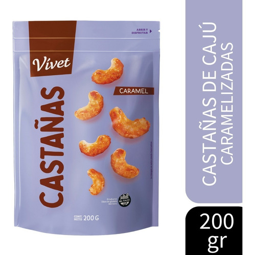 Castañas De Cajú Vívet Caramel Snack Saludable Vegano 200g