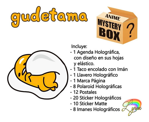 Gudetama Mystery Box Holográfica Agenda Polaroids + Sanrio